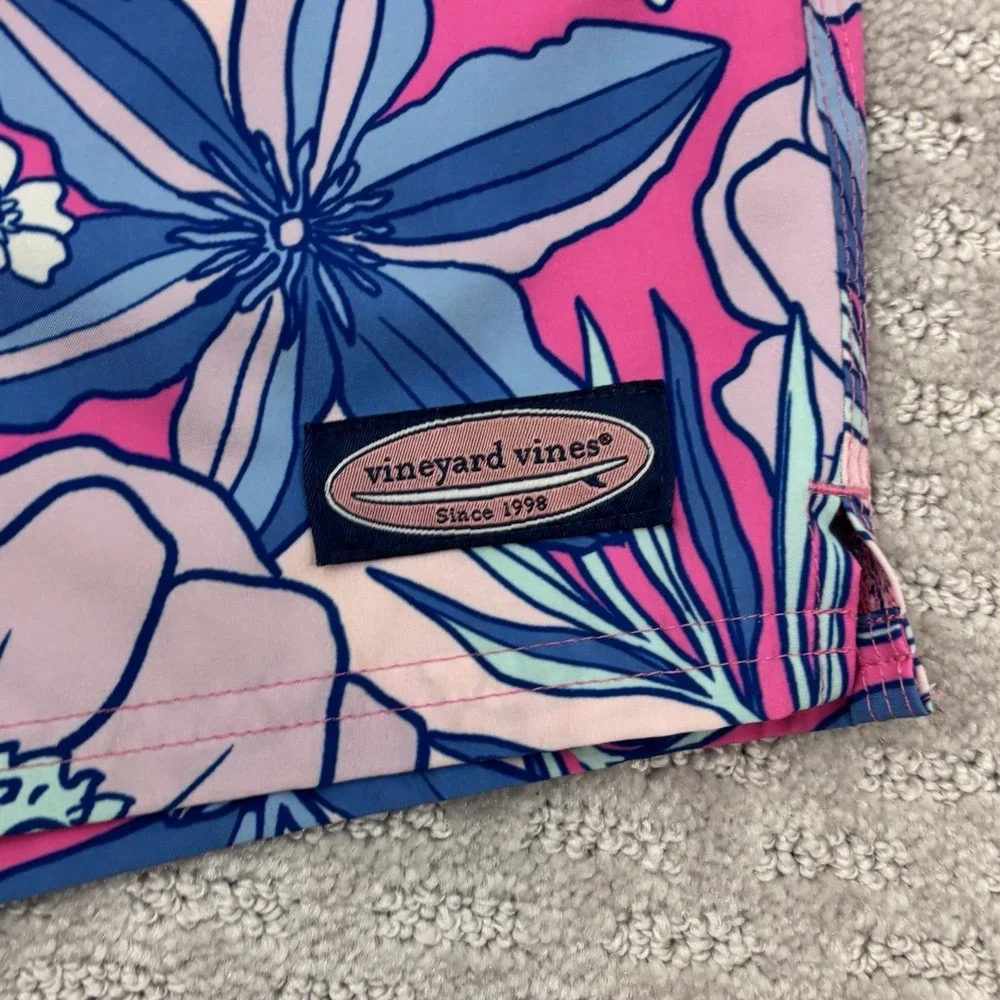 Vineyard Vines Swim Shorts Mens XS Floral Pink  Print Drawstring 7